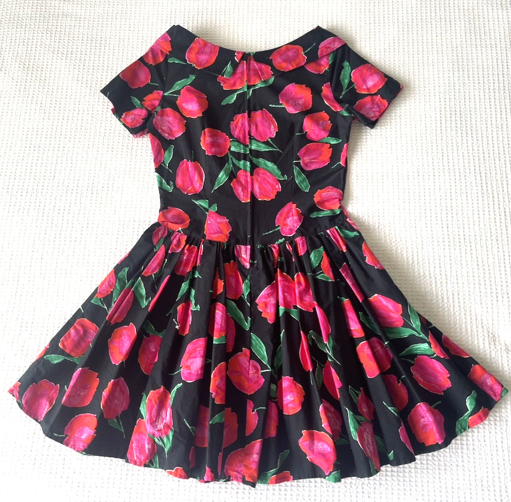 NWT Vintage 80s Benetton Dress Tulip Floral Made In Italy